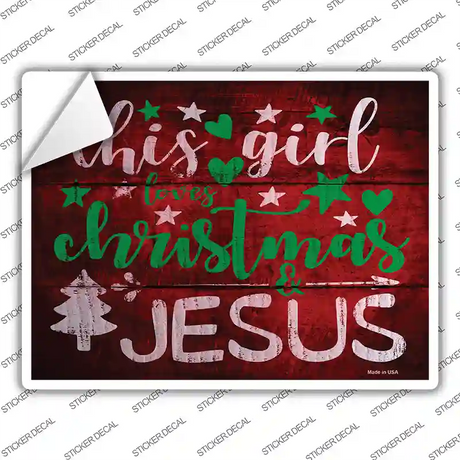 This Girl Loves Christmas Red Novelty Rectangle Sticker Decal