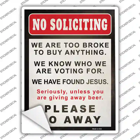 No Soliciting Go Away Novelty Rectangle Sticker Decal