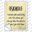 Askhole Definition Novelty Rectangle Sticker Decal
