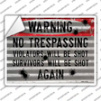 Warning No Trespassing Novelty Rectangle Sticker Decal
