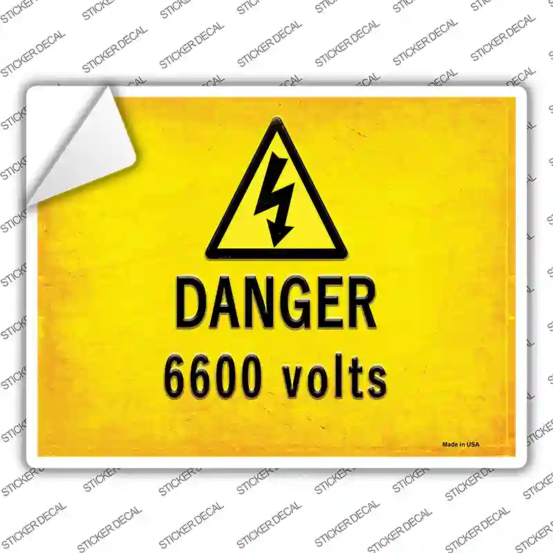 Danger 6600 Volts Novelty Rectangle Sticker Decal