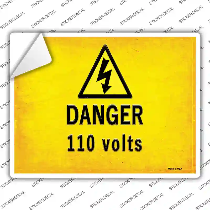 Danger 110 Volts Novelty Rectangle Sticker Decal