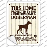 This Home Protected By A Doberman Novelty Rectangle Sticker Decal