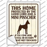 This Home Protected By A Pinscher Novelty Rectangle Sticker Decal