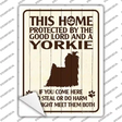This Home Protected By A Yorkie Novelty Rectangle Sticker Decal
