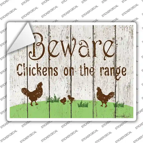 Beware of Chickens Novelty Rectangle Sticker Decal
