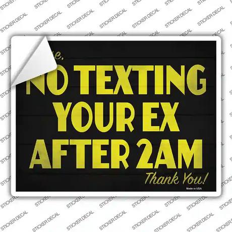 No Texting Your Ex Novelty Rectangle Sticker Decal