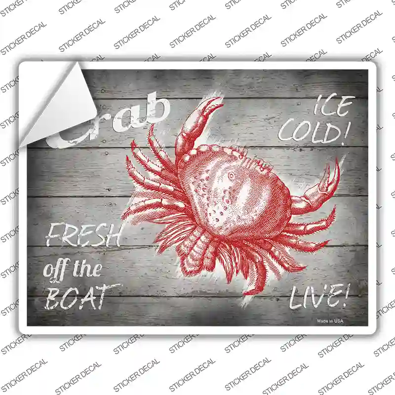 Crab Fresh off the Boat Novelty Rectangle Sticker Decal