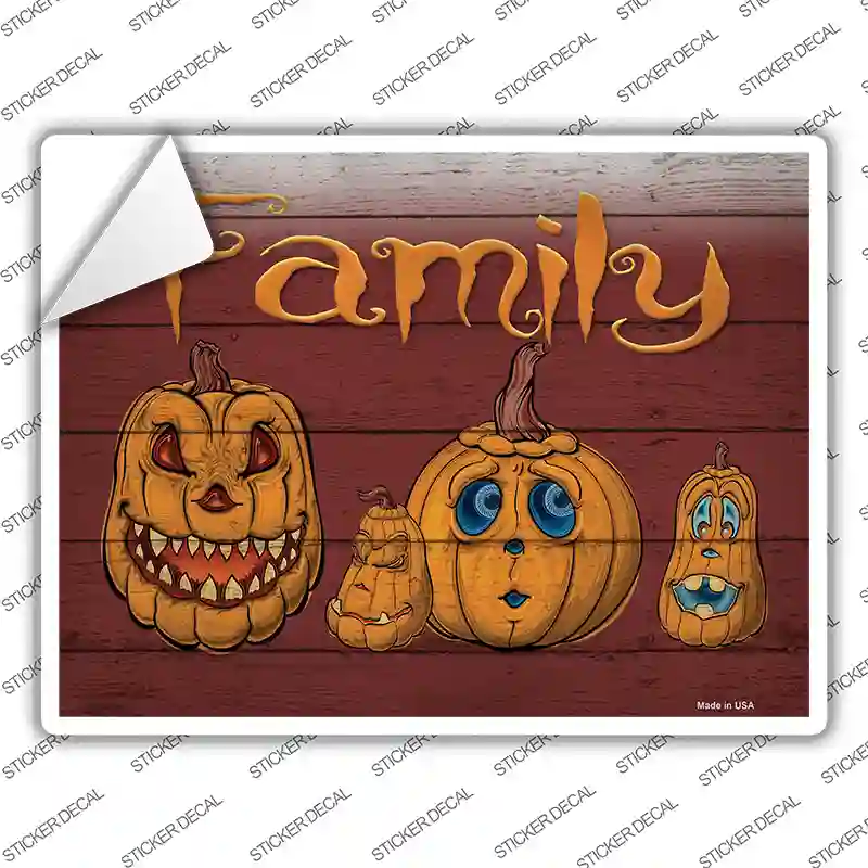 Family Cartoon Pumpkins Novelty Rectangle Sticker Decal