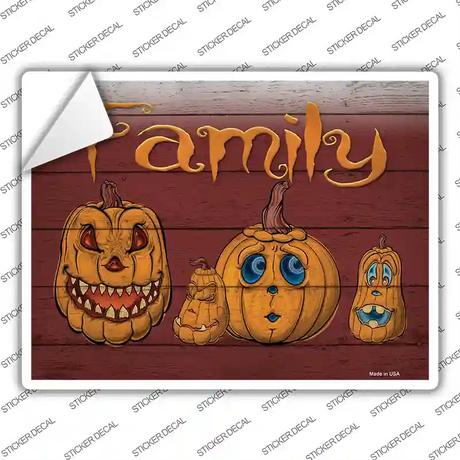Family Cartoon Pumpkins Novelty Rectangle Sticker Decal