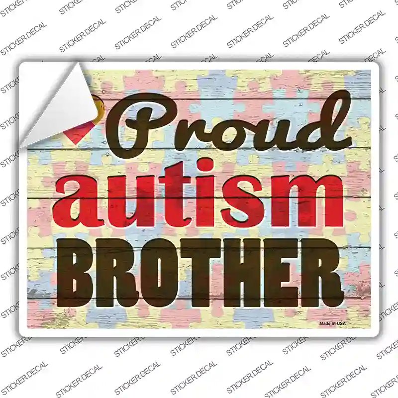Proud Autism Brother Novelty Rectangle Sticker Decal