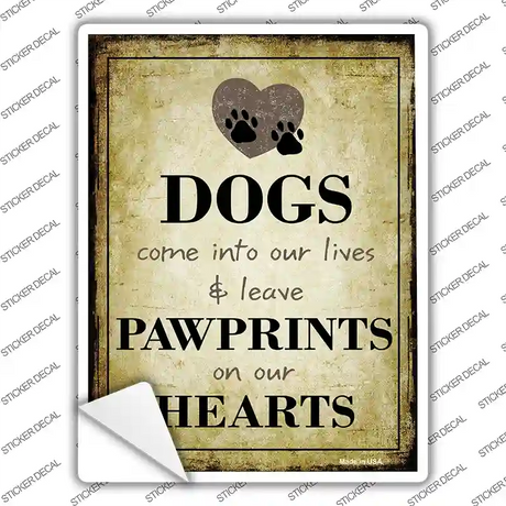 Paw Prints On Our Hearts Novelty Rectangle Sticker Decal