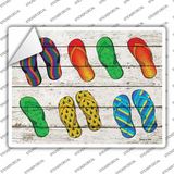 Flip Flops On Wood Novelty Rectangle Sticker Decal