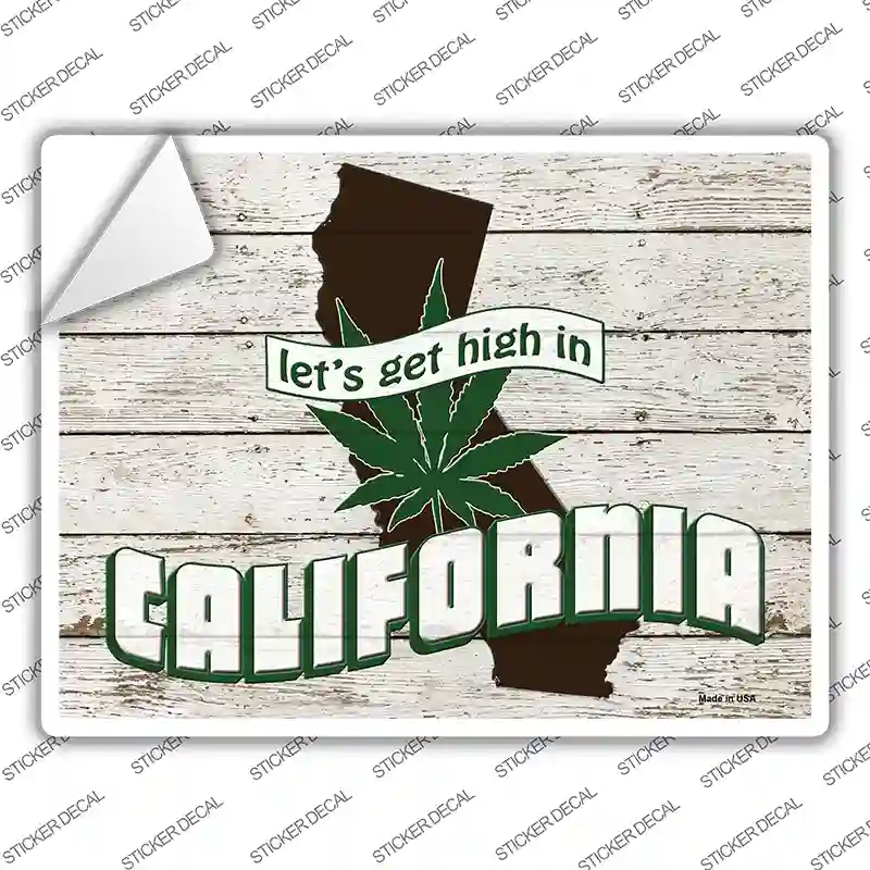 Get High In California Novelty Rectangle Sticker Decal