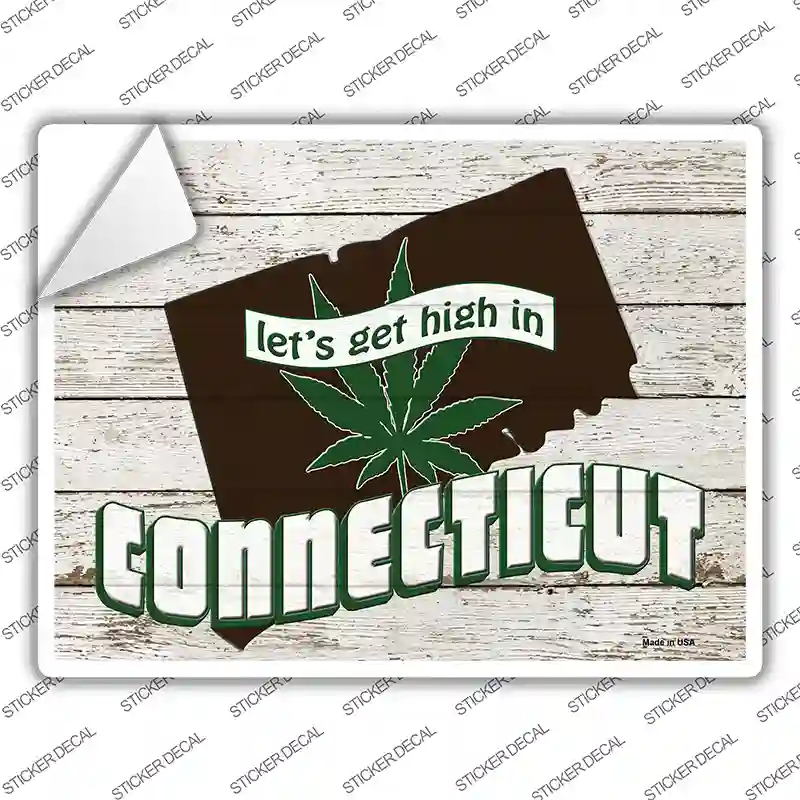 Get High In Connecticut Novelty Rectangle Sticker Decal