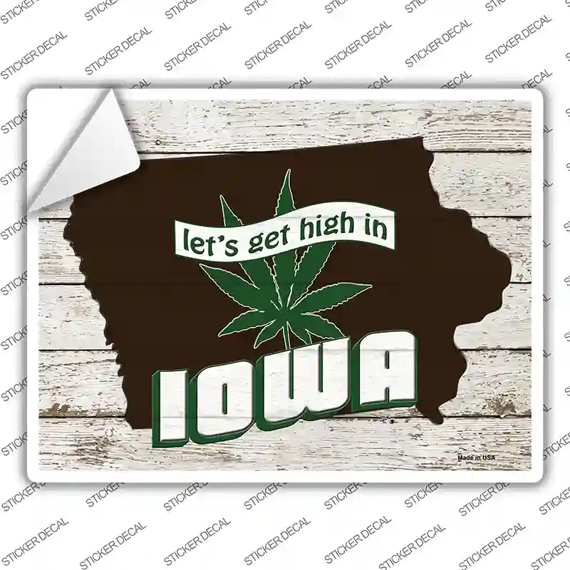 Get High In Iowa Novelty Rectangle Sticker Decal