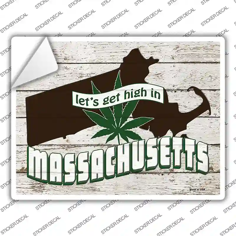 Get High In Massachusetts Novelty Rectangle Sticker Decal