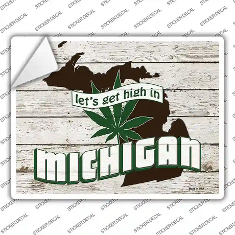 Get High In Michigan Novelty Rectangle Sticker Decal