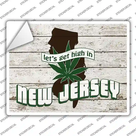 Get High In New Jersey Novelty Rectangle Sticker Decal