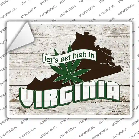 Get High In Virginia Novelty Rectangle Sticker Decal