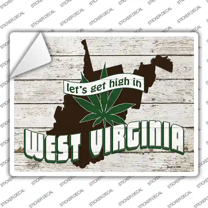Get High In West Virginia Novelty Rectangle Sticker Decal