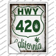 HWY 420 California Novelty Rectangle Sticker Decal