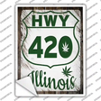 HWY 420 Illinois Novelty Rectangle Sticker Decal