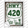 HWY 420 New York Novelty Rectangle Sticker Decal