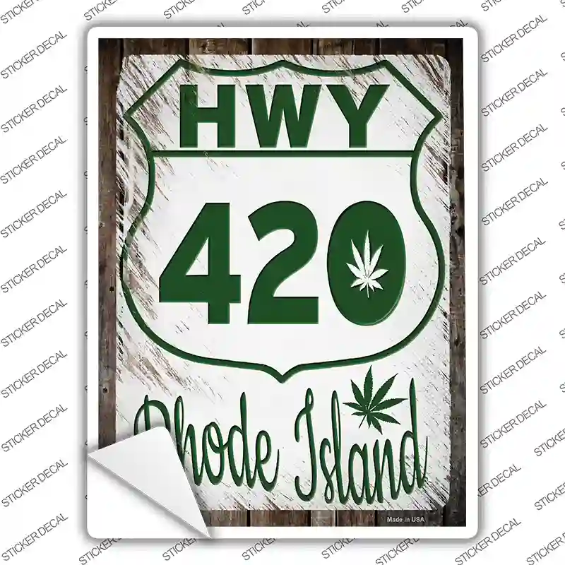HWY 420 Rhode Island Novelty Rectangle Sticker Decal