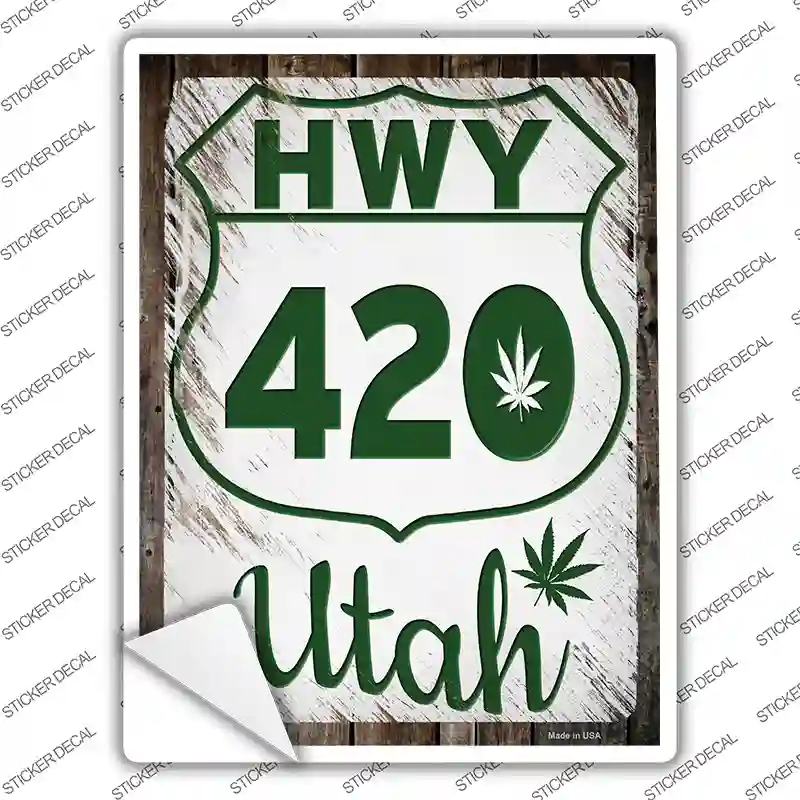 HWY 420 Utah Novelty Rectangle Sticker Decal