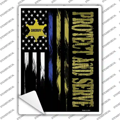 Protect and Serve Novelty Rectangle Sticker Decal