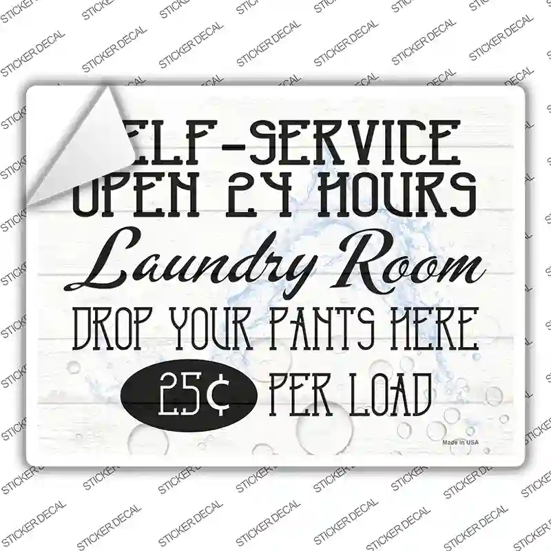 Self Service Laundry Room Novelty Rectangle Sticker Decal