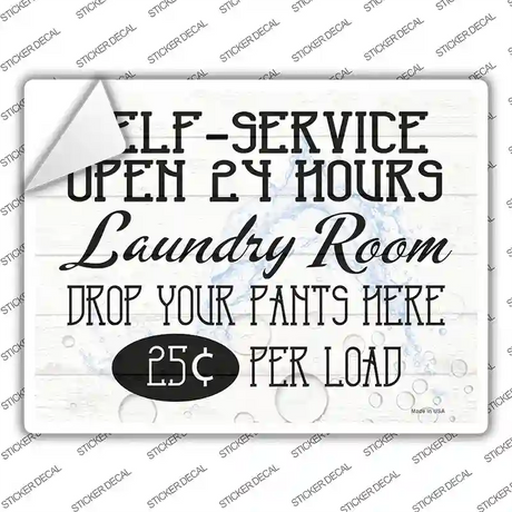 Self Service Laundry Room Novelty Rectangle Sticker Decal