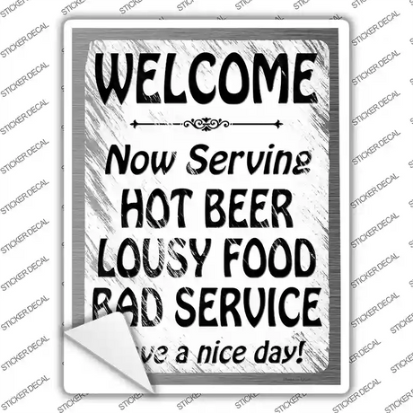 Hot Beer Lousy Food Novelty Rectangle Sticker Decal