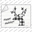 Happy Holidays Black Plaid Novelty Rectangle Sticker Decal
