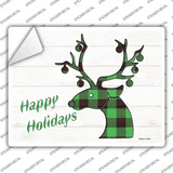 Happy Holidays Green Plaid Novelty Rectangle Sticker Decal