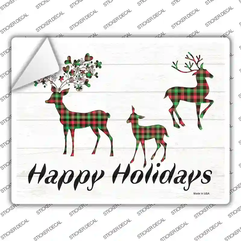 Happy Holidays Reindeer Novelty Rectangle Sticker Decal