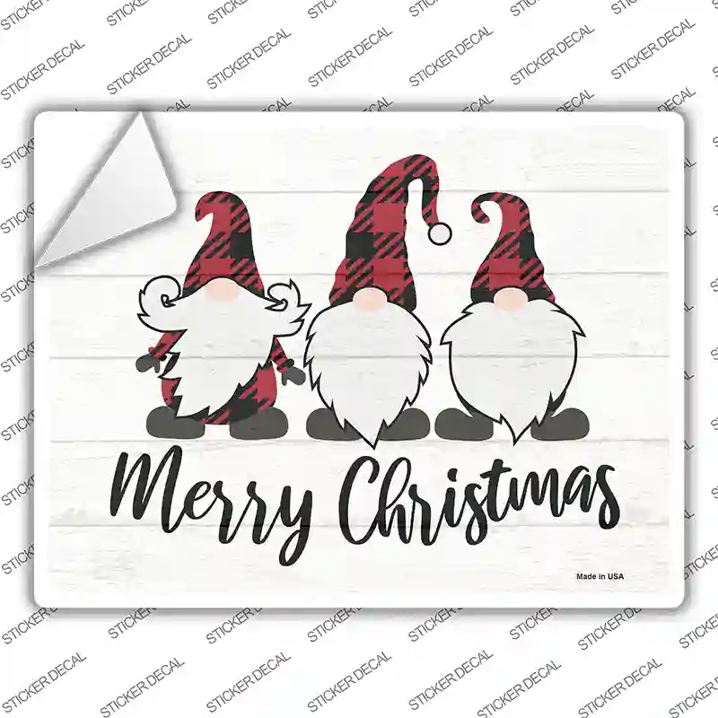 Merry Christmas Gnomes Novelty Rectangle Sticker Decal