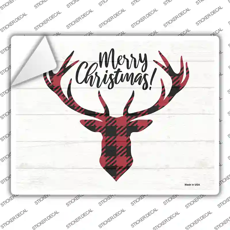 Merry Christmas Reindeer Novelty Rectangle Sticker Decal