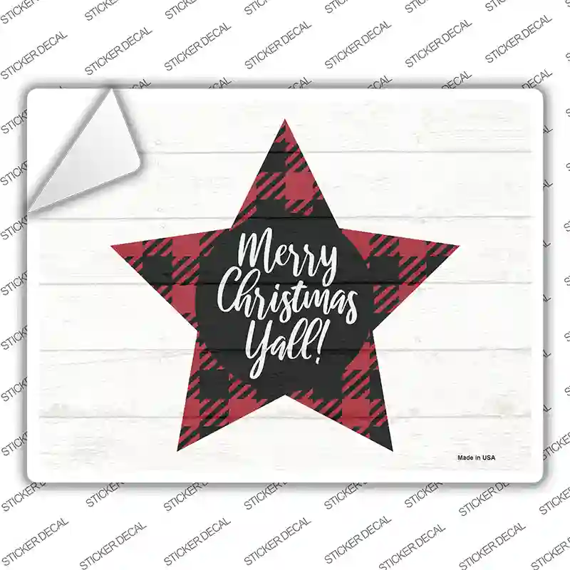 Merry Christmas Yall Novelty Rectangle Sticker Decal