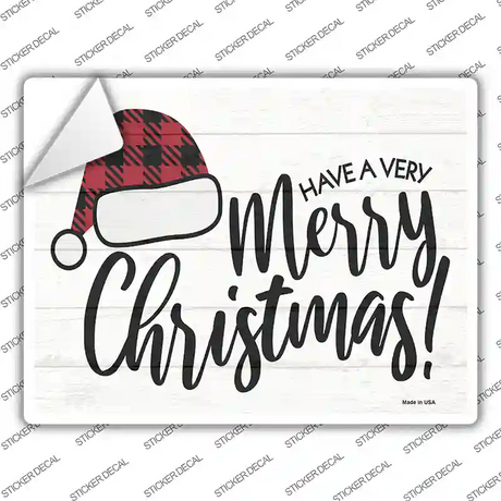 Merry Christmas Hat Novelty Rectangle Sticker Decal
