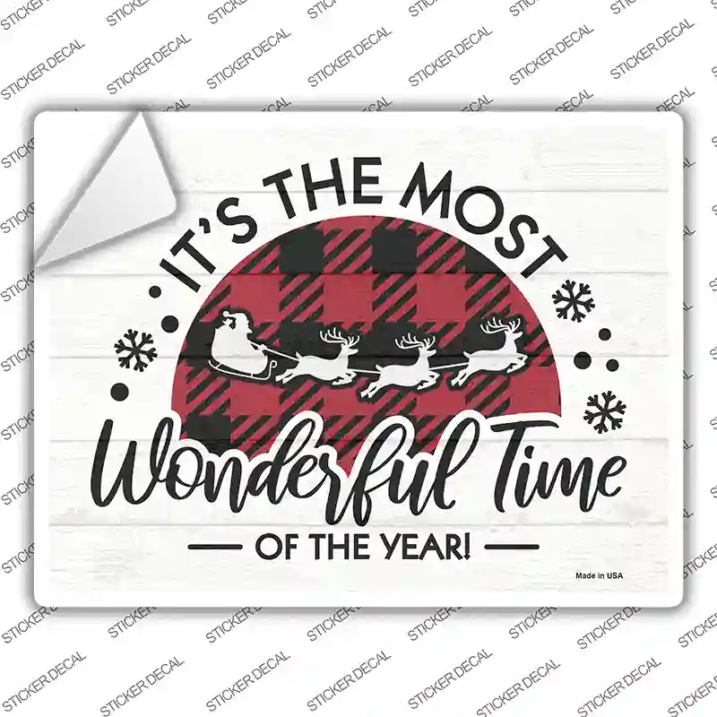 Sleigh Wonderful Time Of The Year Novelty Rectangle Sticker Decal