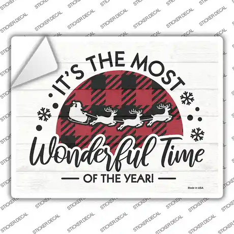 Sleigh Wonderful Time Of The Year Novelty Rectangle Sticker Decal