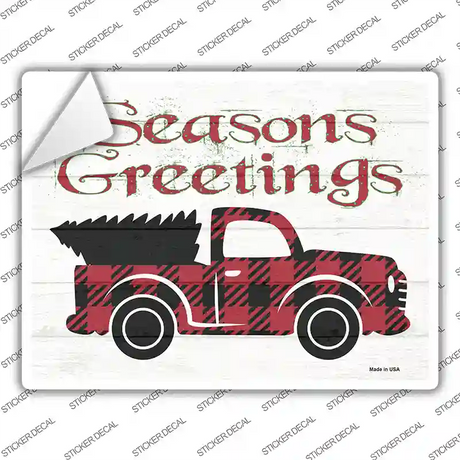 Seasons Greetings Truck Novelty Rectangle Sticker Decal