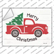 Merry Christmas Hauling Tree Novelty Rectangle Sticker Decal