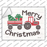Merry Christmas Tractor Novelty Rectangle Sticker Decal