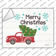 Merry Christmas Truck and Tree Novelty Rectangle Sticker Decal