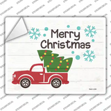 Merry Christmas Truck and Tree Novelty Rectangle Sticker Decal