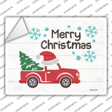Merry Christmas Santa Hat Truck Novelty Rectangle Sticker Decal