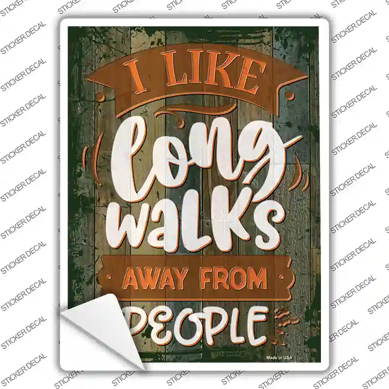 Long Walks Away From People Novelty Rectangular Sticker Decal